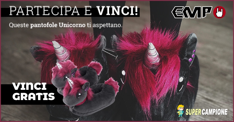 Vinci gratis le pantofole Unicorno 