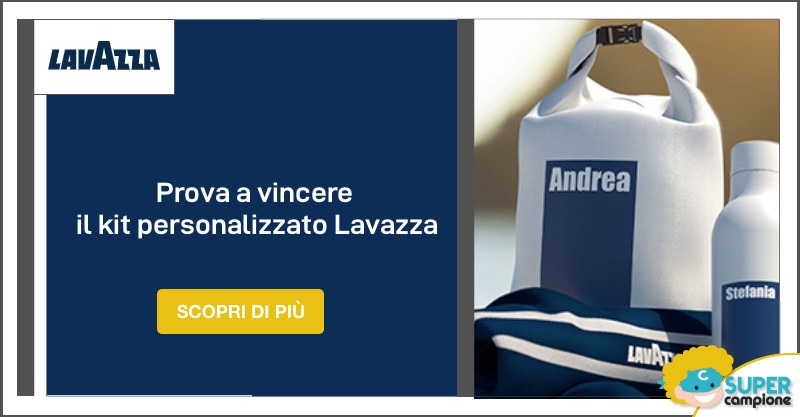 Vinci con Lavazza: telo mare, sacca e borraccia termica personalizzati