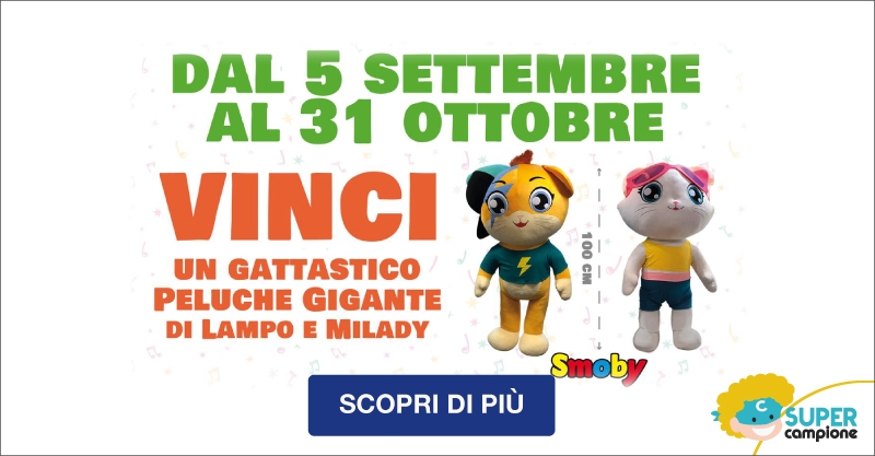 Vinci un peluche gigante di Lampo e Milady