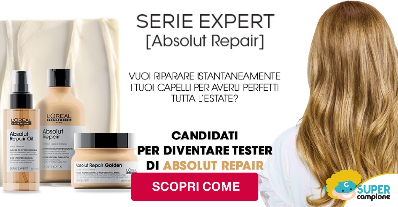 Diventa tester L’Oreal Absolut Repair Shampoo, maschera e olio