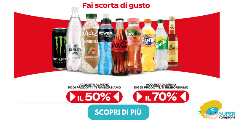 Ricevi fino al 70% di rimborso su grandi marchi Coca-Cola, Fanta e tanti altri