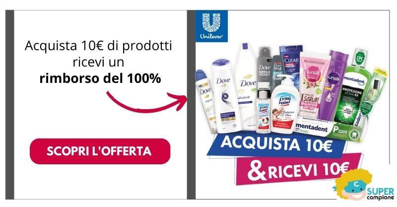 Cashback Unilever: ricevi 10€ di rimborso su prodotti di vari marchi