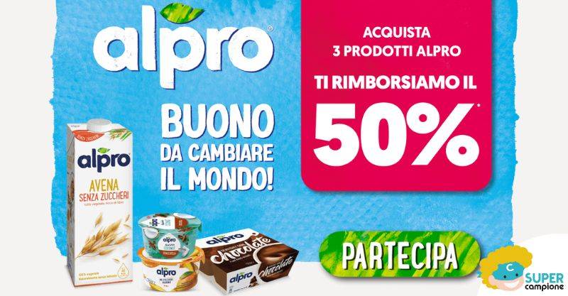 Alpro: ricevi il 50% di rimborso su 3 prodotti