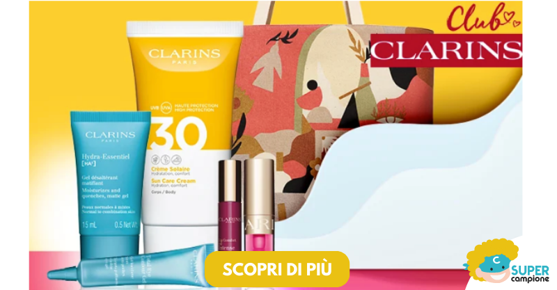 Clarins ti regala crema viso, contorno occhi, solare e due miniature make up