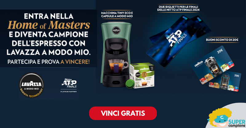 Lavazza: vinci gratis prodotti lavazza e due biglietti per ATP finals!